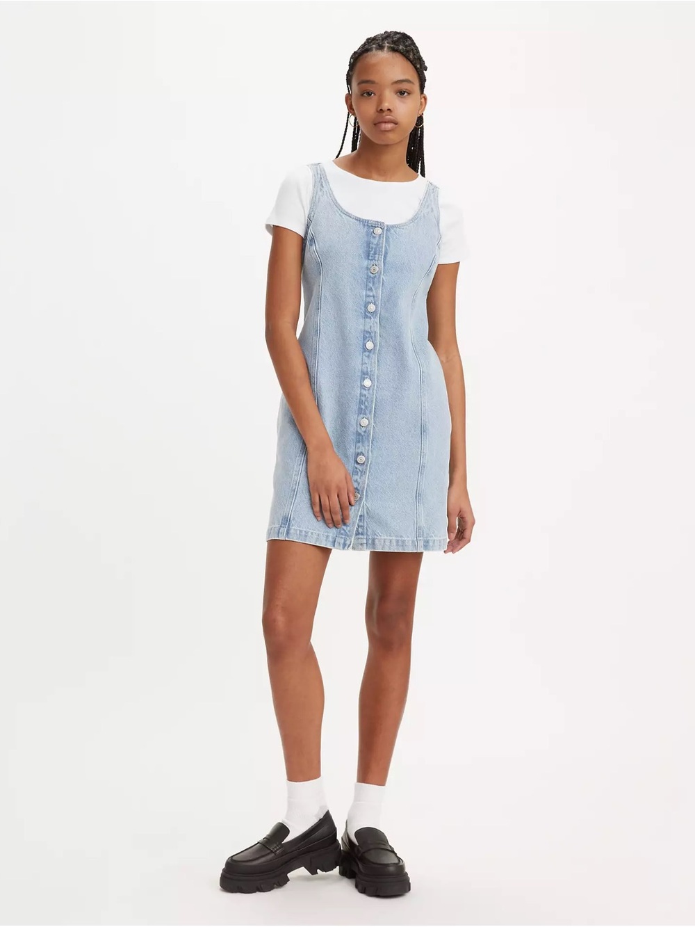 🌟 Levi's Tuli Denim Mini Dress Size Large Blue Jean Dress